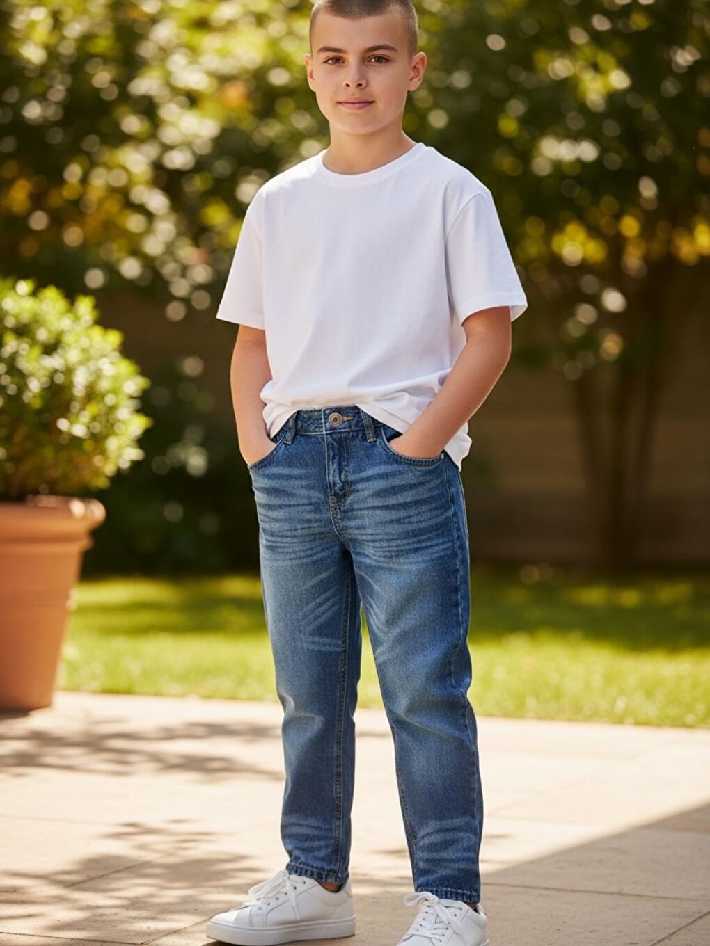 Mavi Erkek Çocuk Boyfriend Mom Fit Standart Paça Jean Pantolon