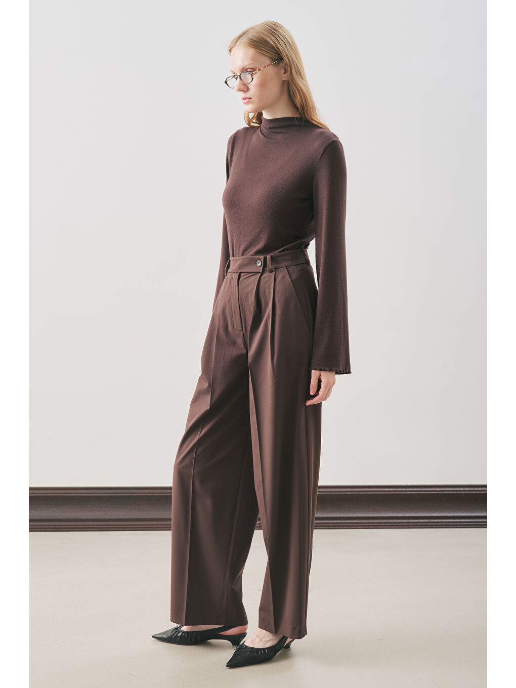 Classıc Pileli Pantolon Kahverengi-1
