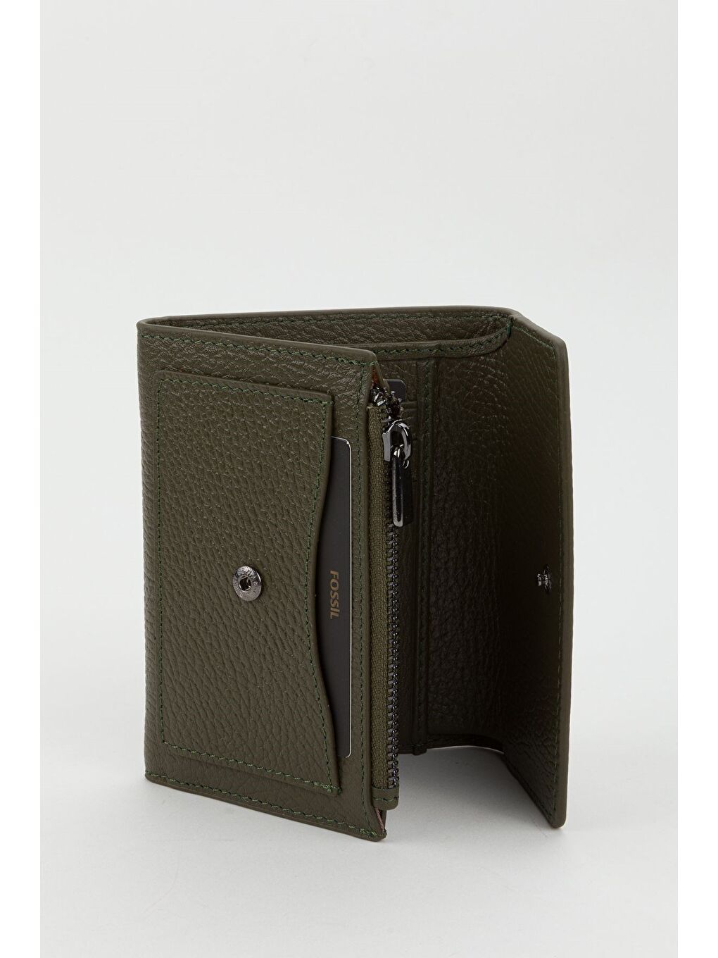 Yeşil Kutulu Hakiki Deri Buz Mavi Orta Boy Kadın El Portföyü Kartlık Cüzdan-2