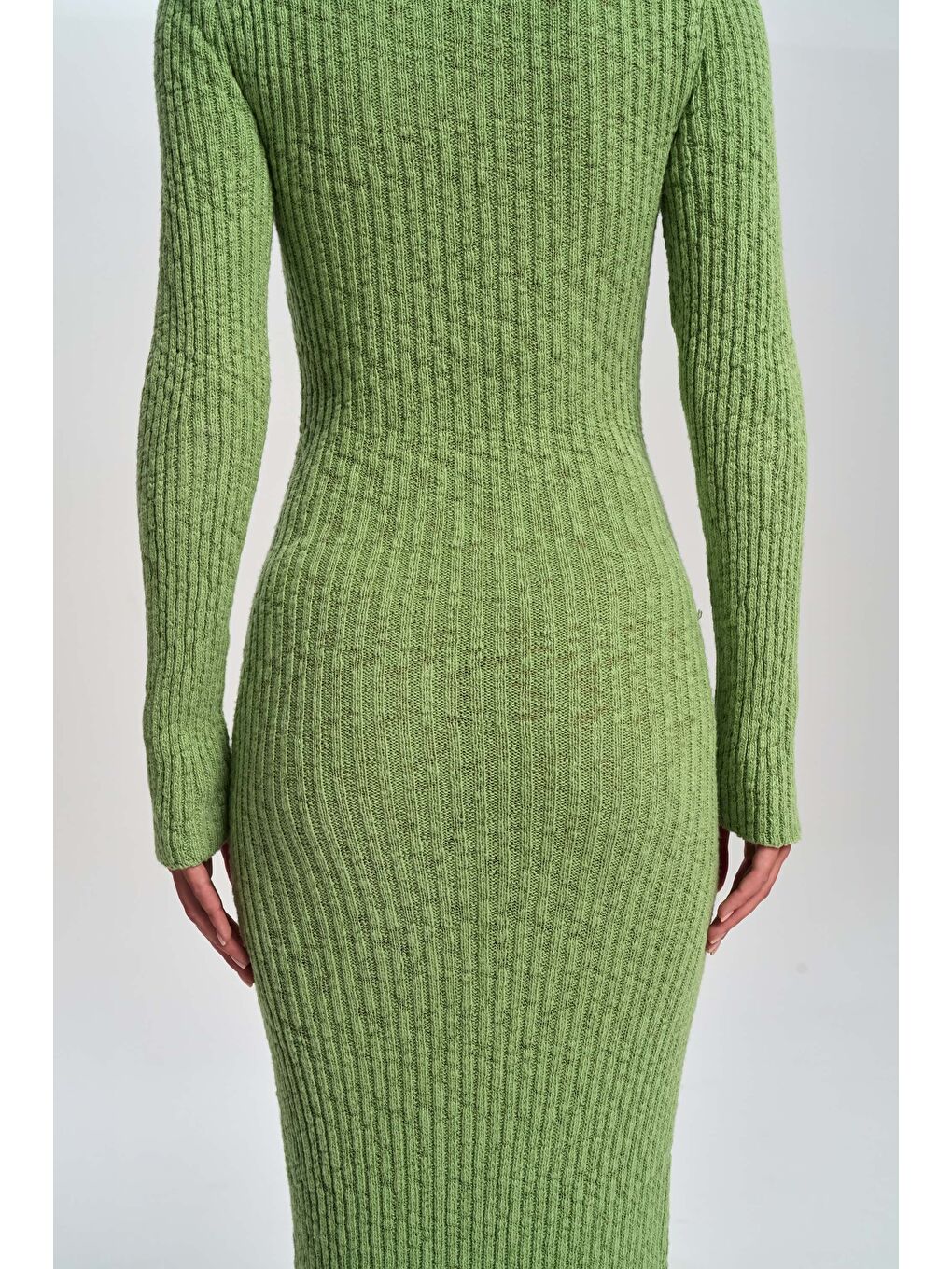 Eloria Polo Yaka Yeşil Triko Elbise-7