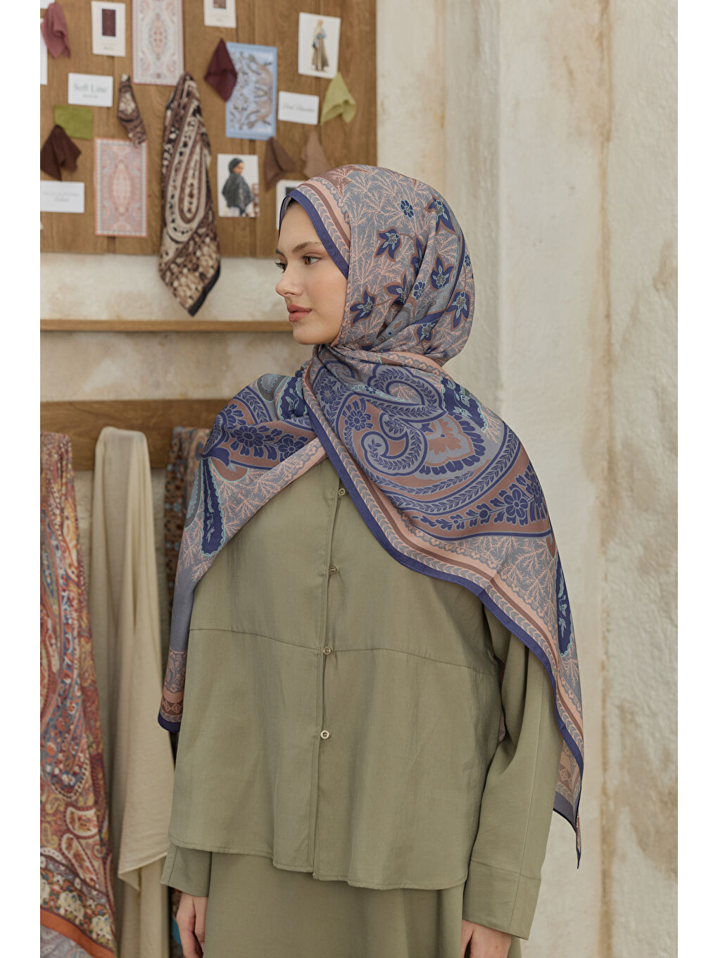 Lila Cupra Prive Desenli Şal Blossom Lavanta-2