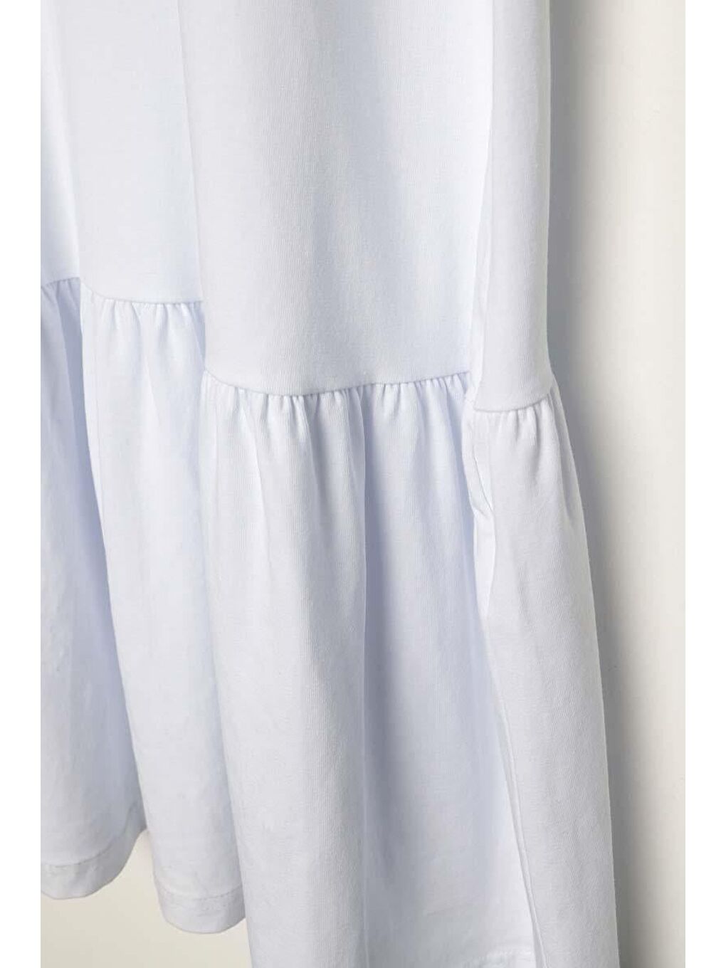 Beyaz-Pamuklu Fırfırlı İçlik Elbise-5