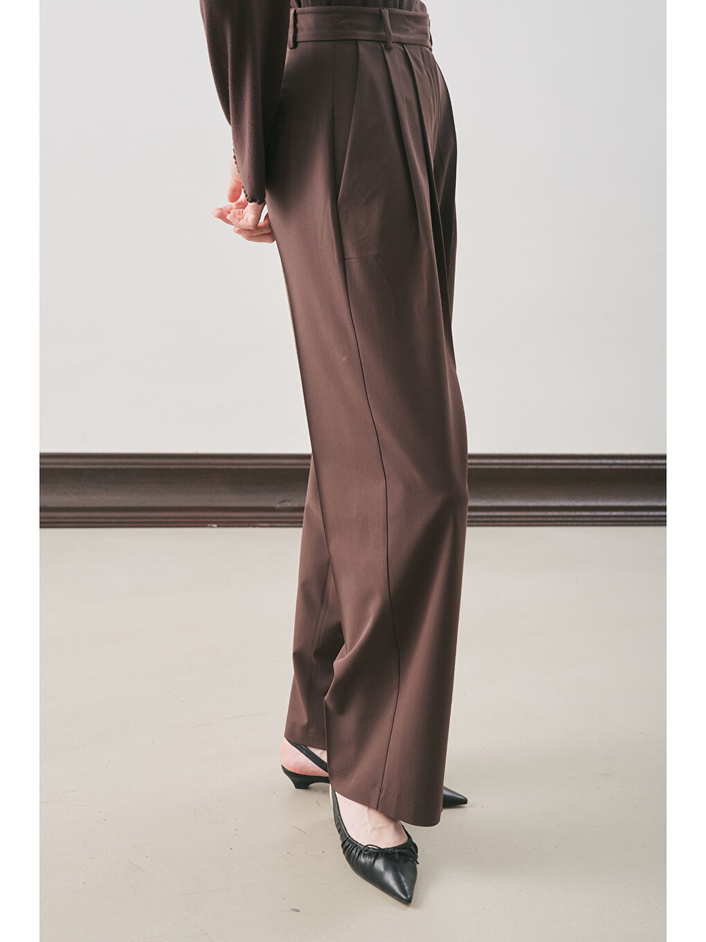 Classıc Pileli Pantolon Kahverengi-4