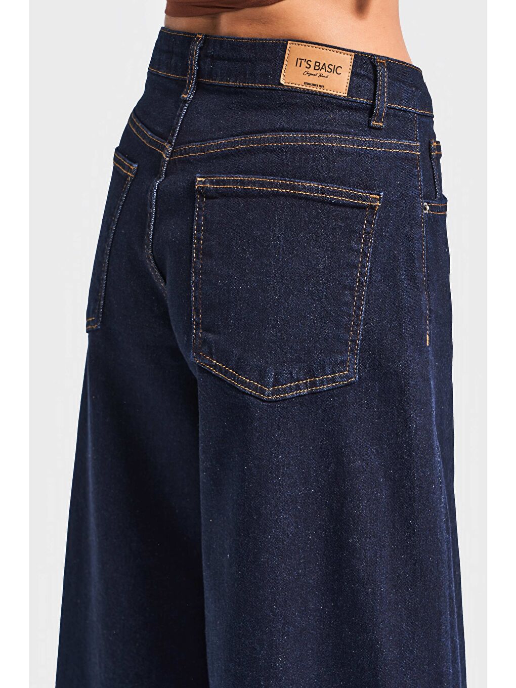 Kadın İndigo Renk 7w5-50 Süper Palazzo Fit Esnek Elastan Kumaş Denim Jean-4