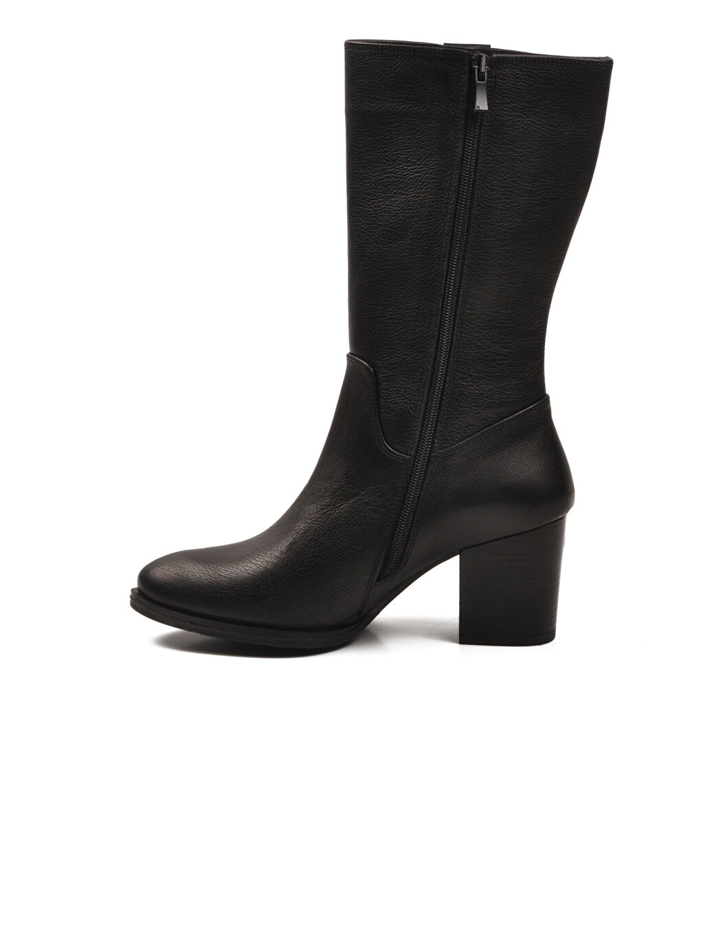 Siyah Hakiki Deri Fermuarlı Polarlı Kadın Çizme 86620-1 Z-3