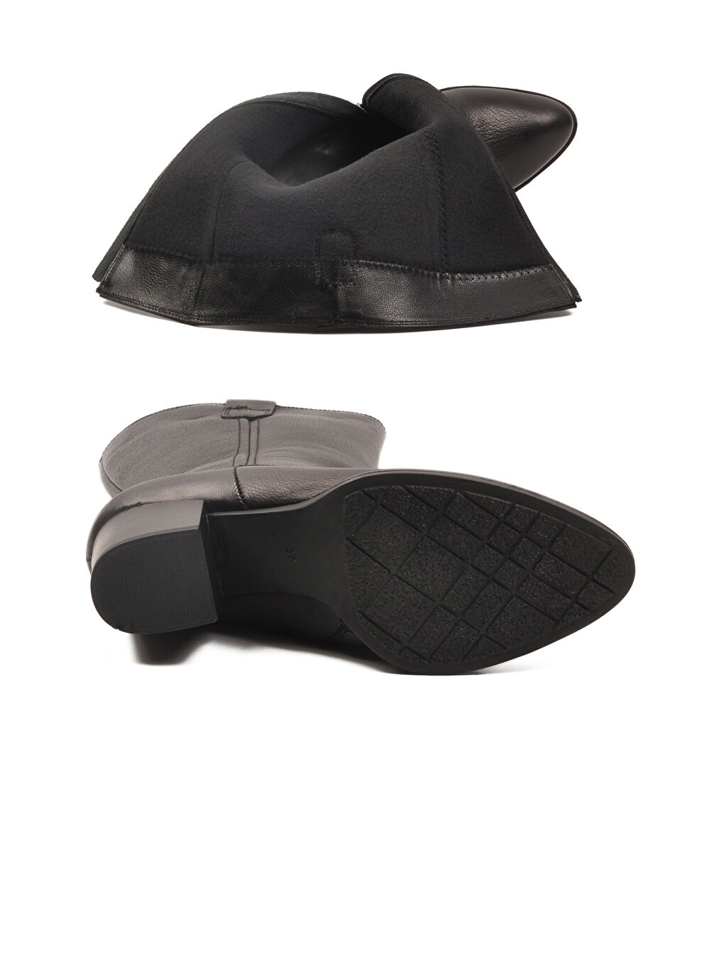 Siyah Hakiki Deri Fermuarlı Polarlı Kadın Çizme 86620-1 Z-4