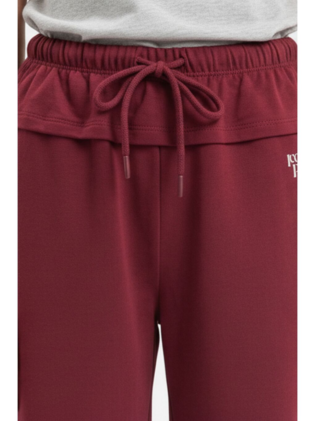 Bordo Kız Çocuk Beli Lastikli Bağlamalı Düz Paça Baskılı Kapri 25002-4