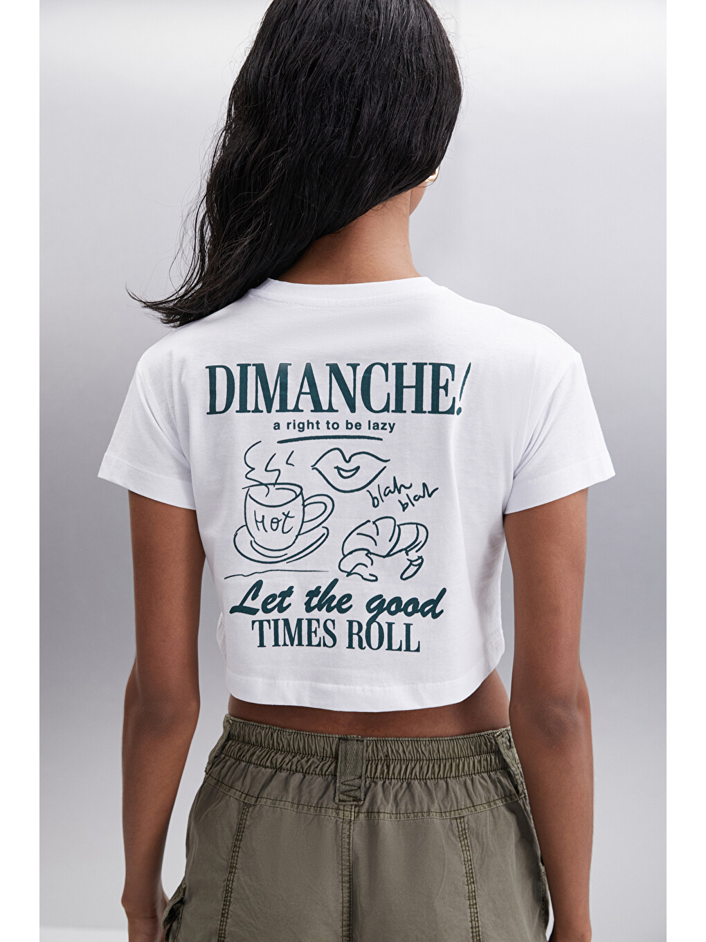 Moran Kadın %100 Pamuk Yeşil-beyaz T-shirt-1
