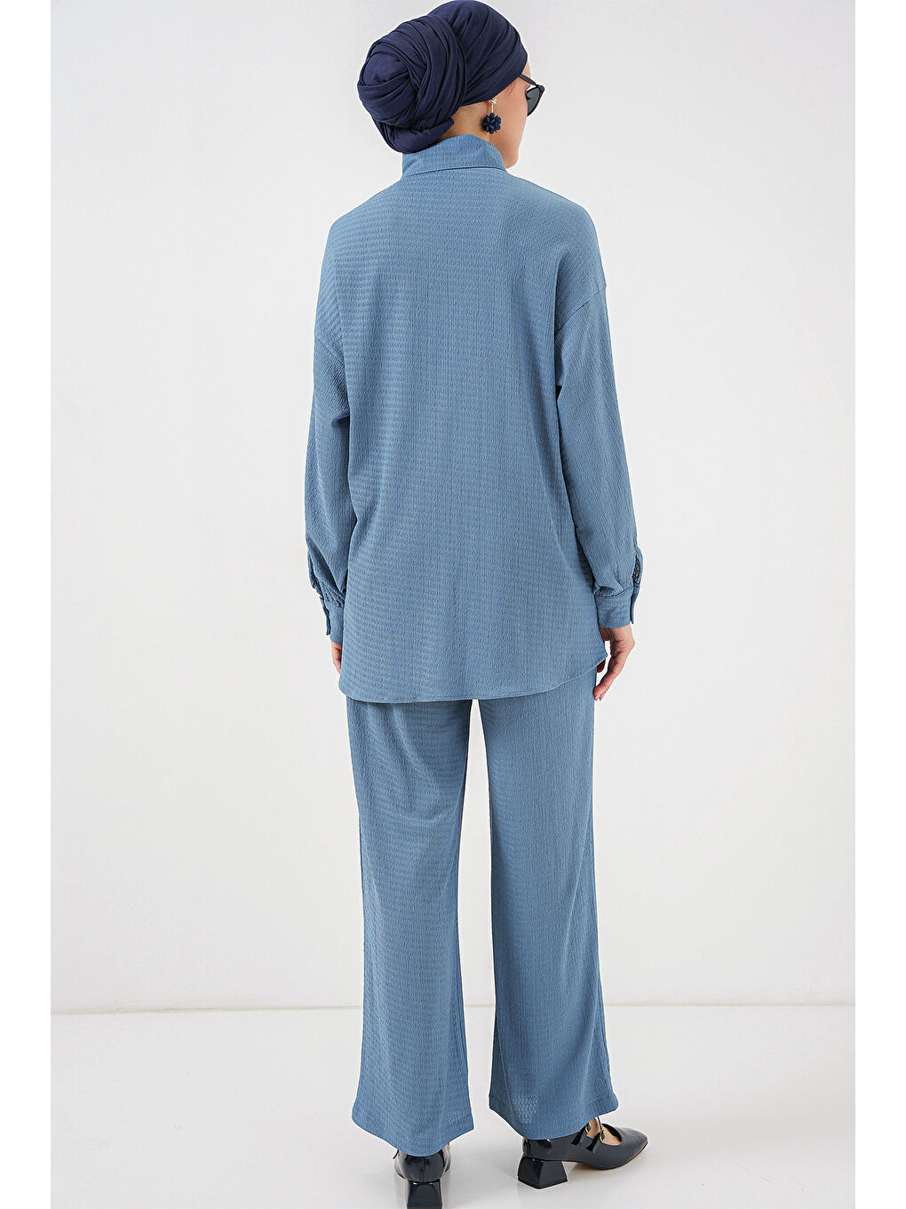 Kadın Örme Tesettür Alt Üst Takım 6711 - İndigo-5