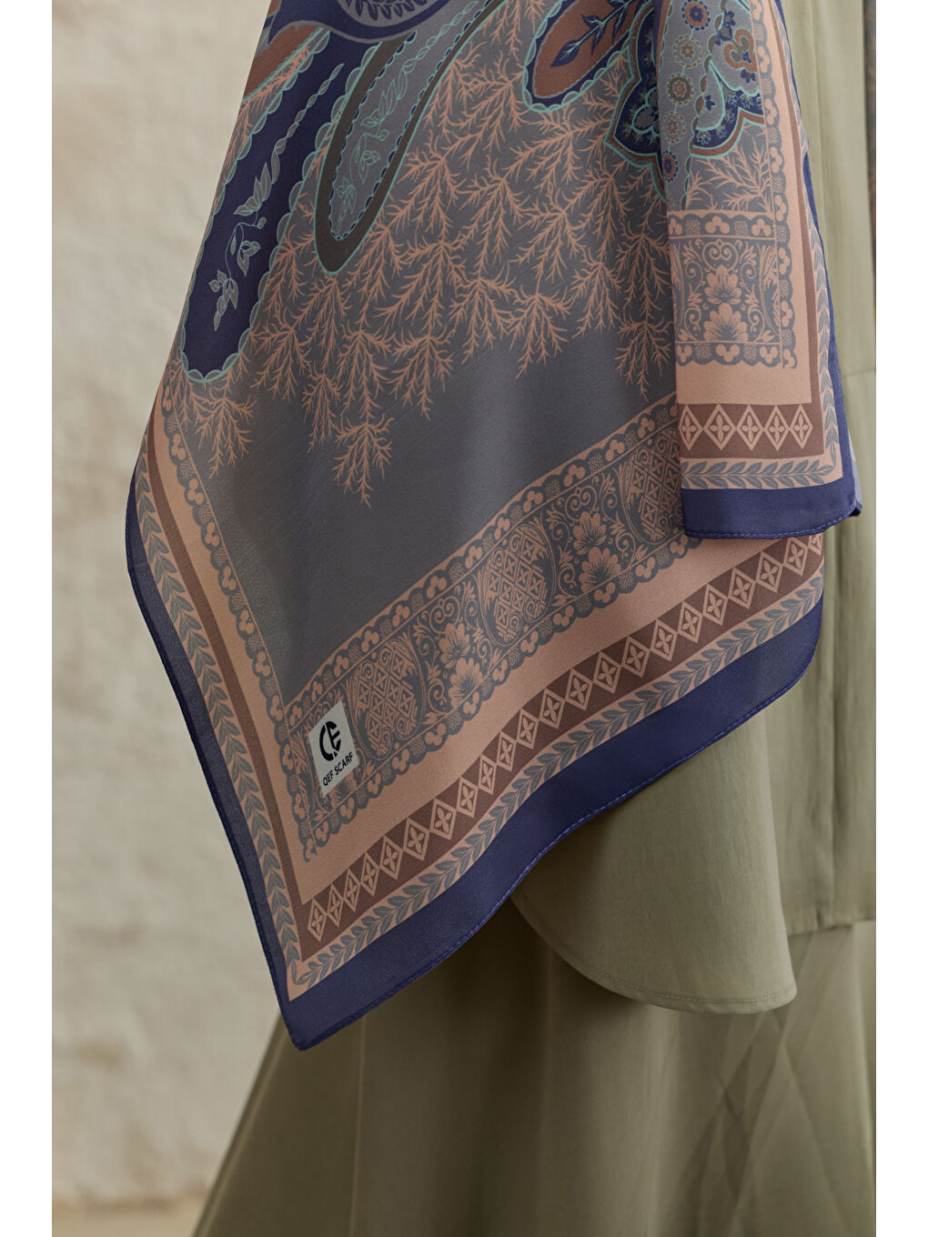 Lila Cupra Prive Desenli Şal Blossom Lavanta-6