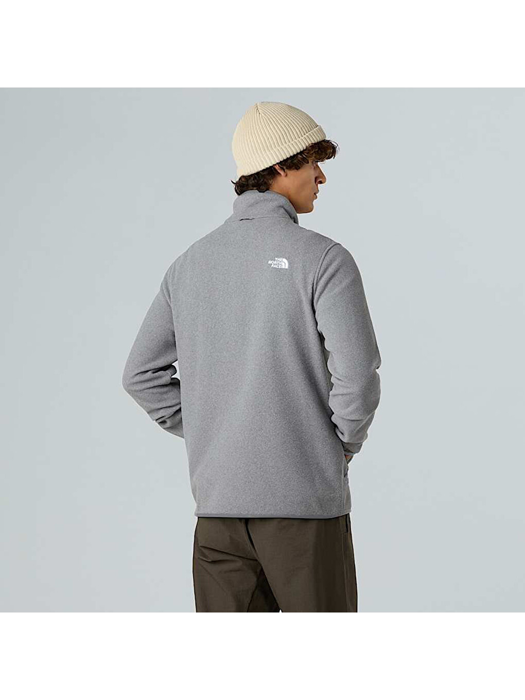 Glacier Fleece Erkek Gri Dik Yaka Fermuarlı Sweatshirt-1