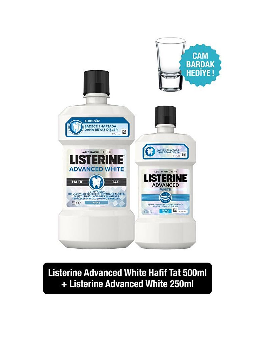 Listerine Renksiz Advanced White Hafif Tat Ağız Bakım Suyu 500+250 ml - 1