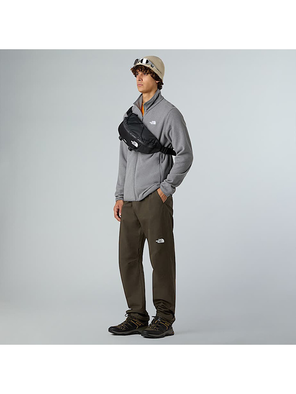 Glacier Fleece Erkek Gri Dik Yaka Fermuarlı Sweatshirt-2