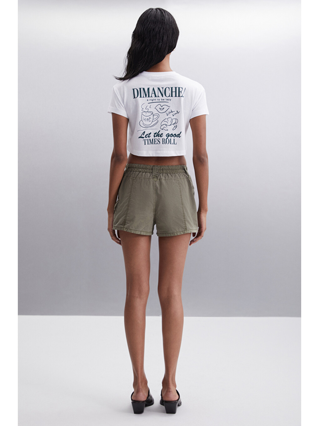Moran Kadın %100 Pamuk Yeşil-beyaz T-shirt-4