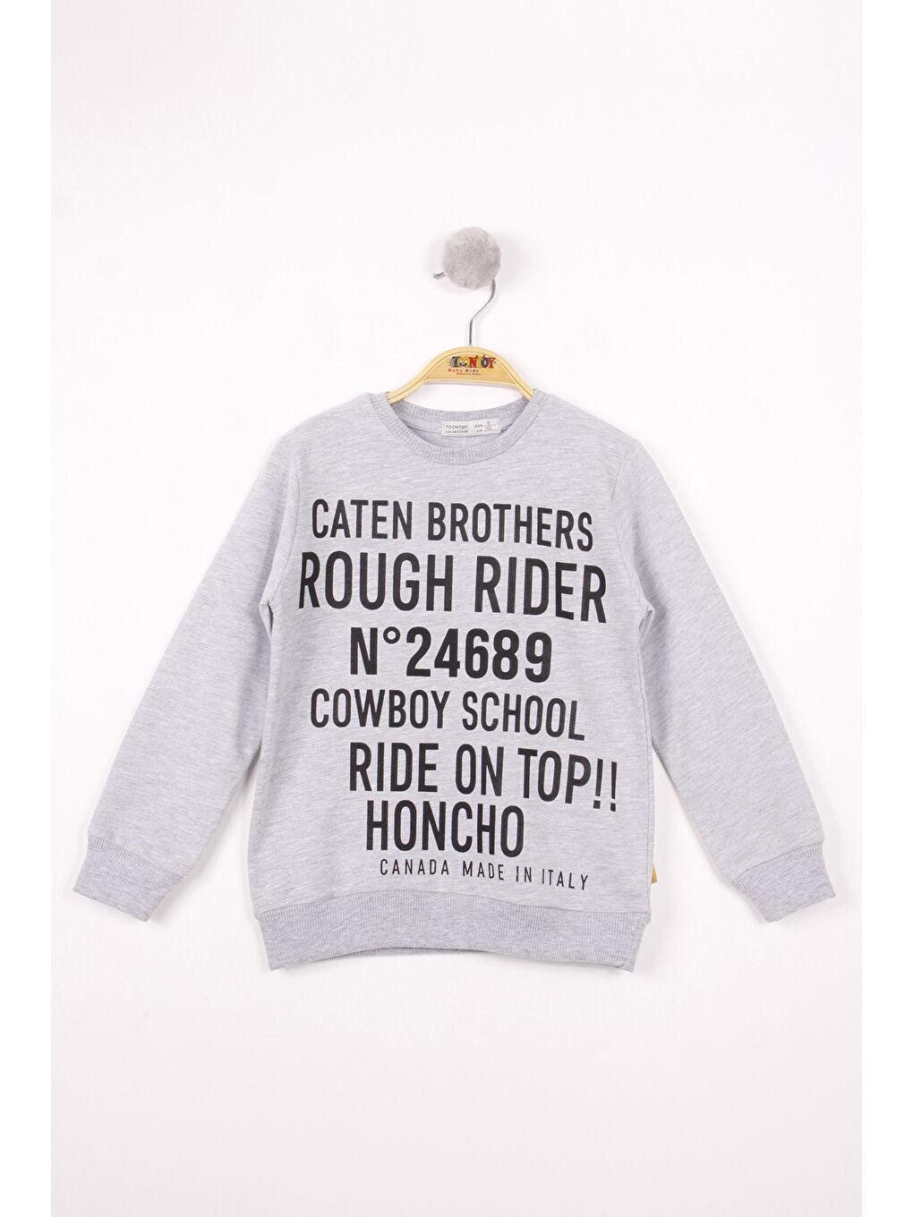 Gri Erkek Çocuk Yazı Baskılı Sweatshirt