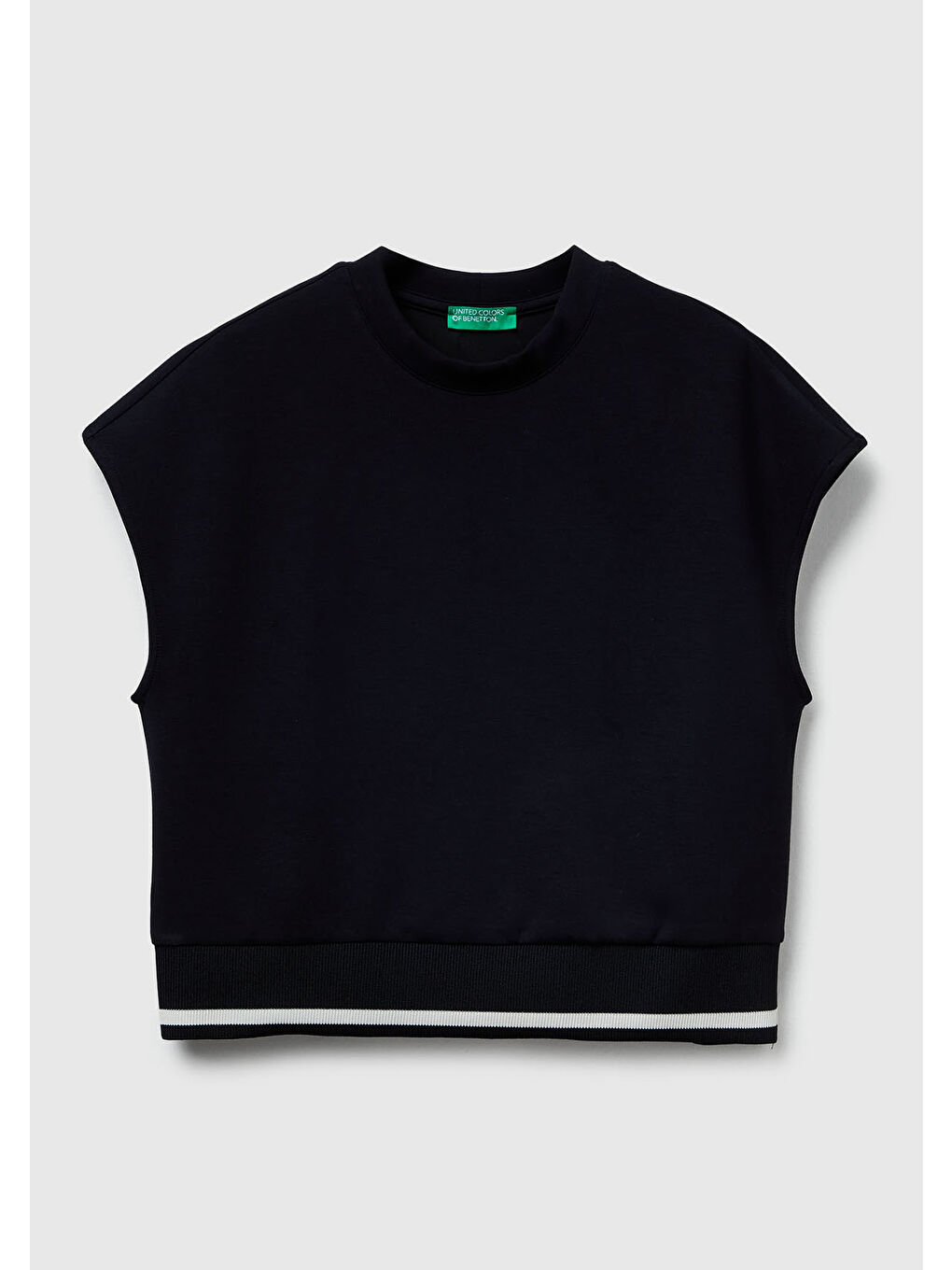 Kadın Siyah Modal Karışımlı Beli Çizgi Detaylı Kolsuz Sweatshirt