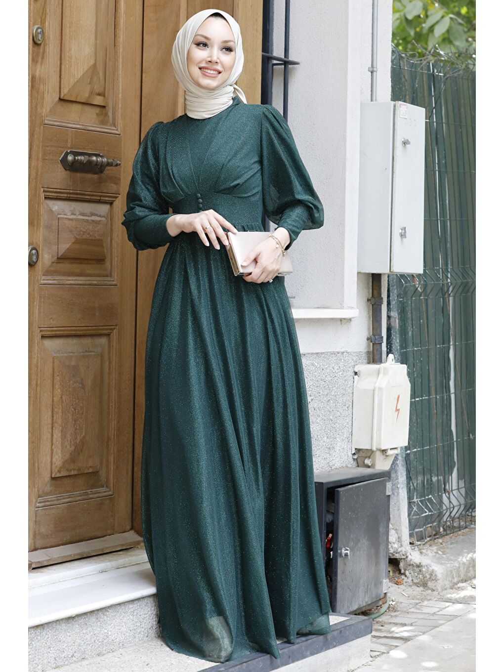 Orta Kadın Yeşil Abiye Elbise - 11003-1