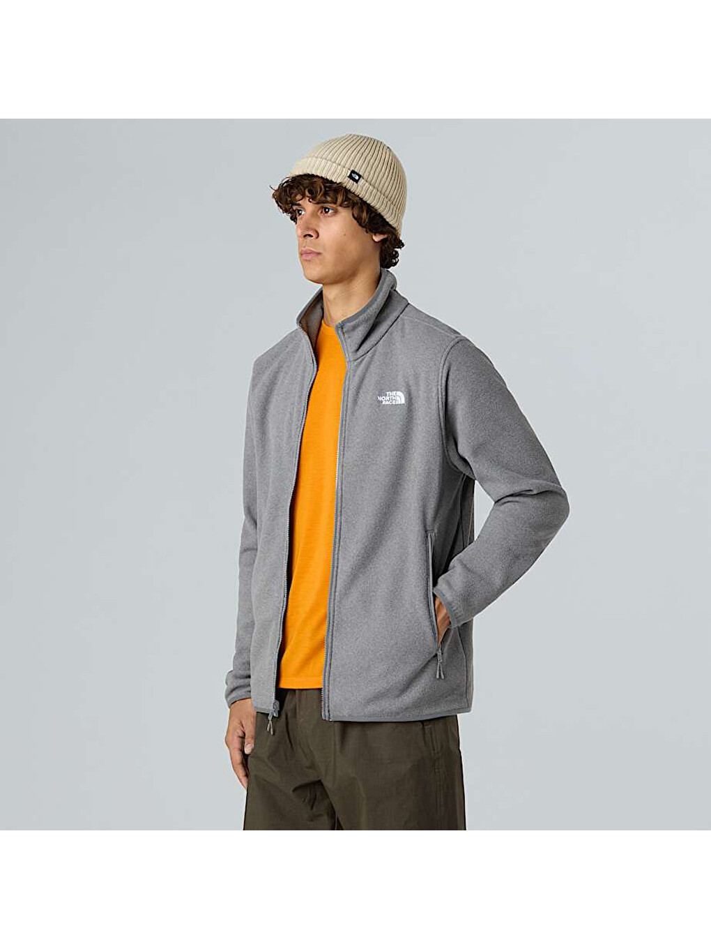 Glacier Fleece Erkek Gri Dik Yaka Fermuarlı Sweatshirt-3