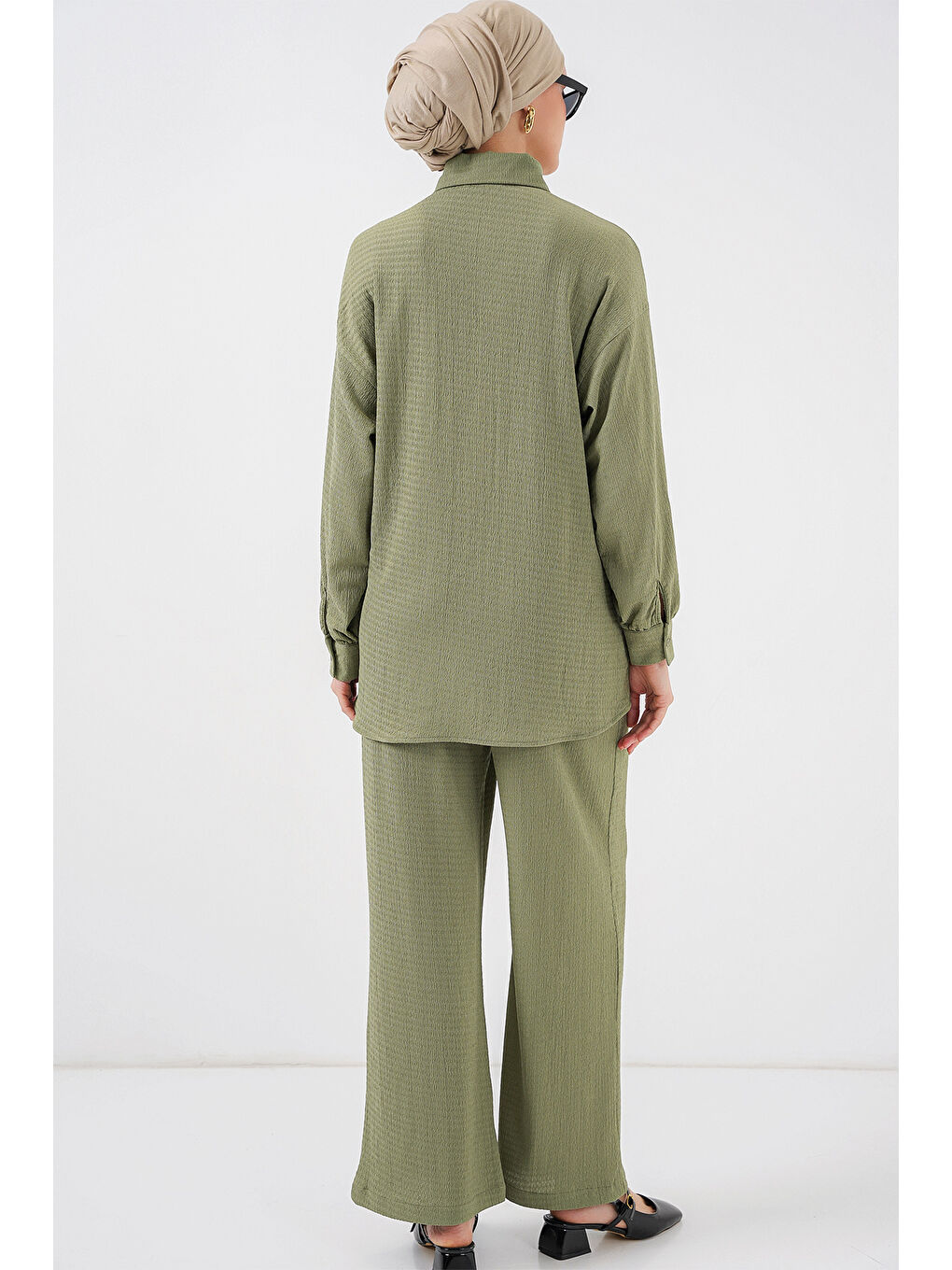 Yeşil Kadın Örme Tesettür Alt Üst Takım 6711 - Çağla-5