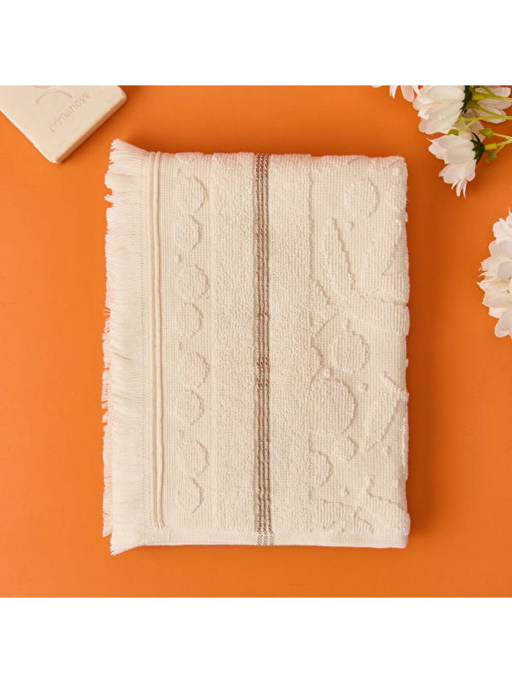 Ekru Soft Zeleno Yüz Havlusu - Krem - 50x70 cm