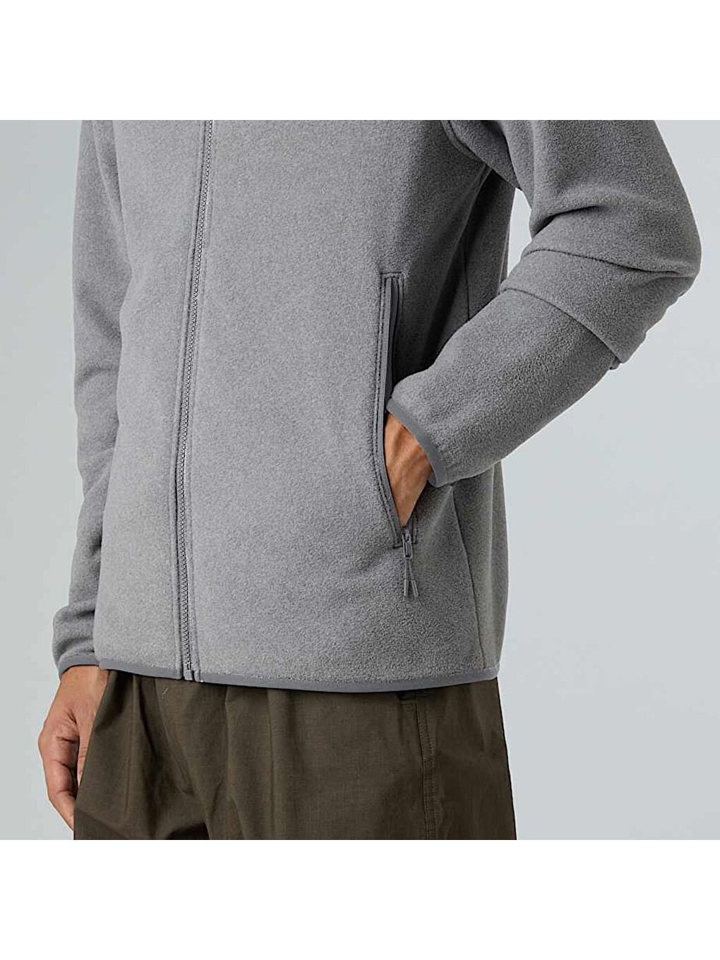 Glacier Fleece Erkek Gri Dik Yaka Fermuarlı Sweatshirt-4
