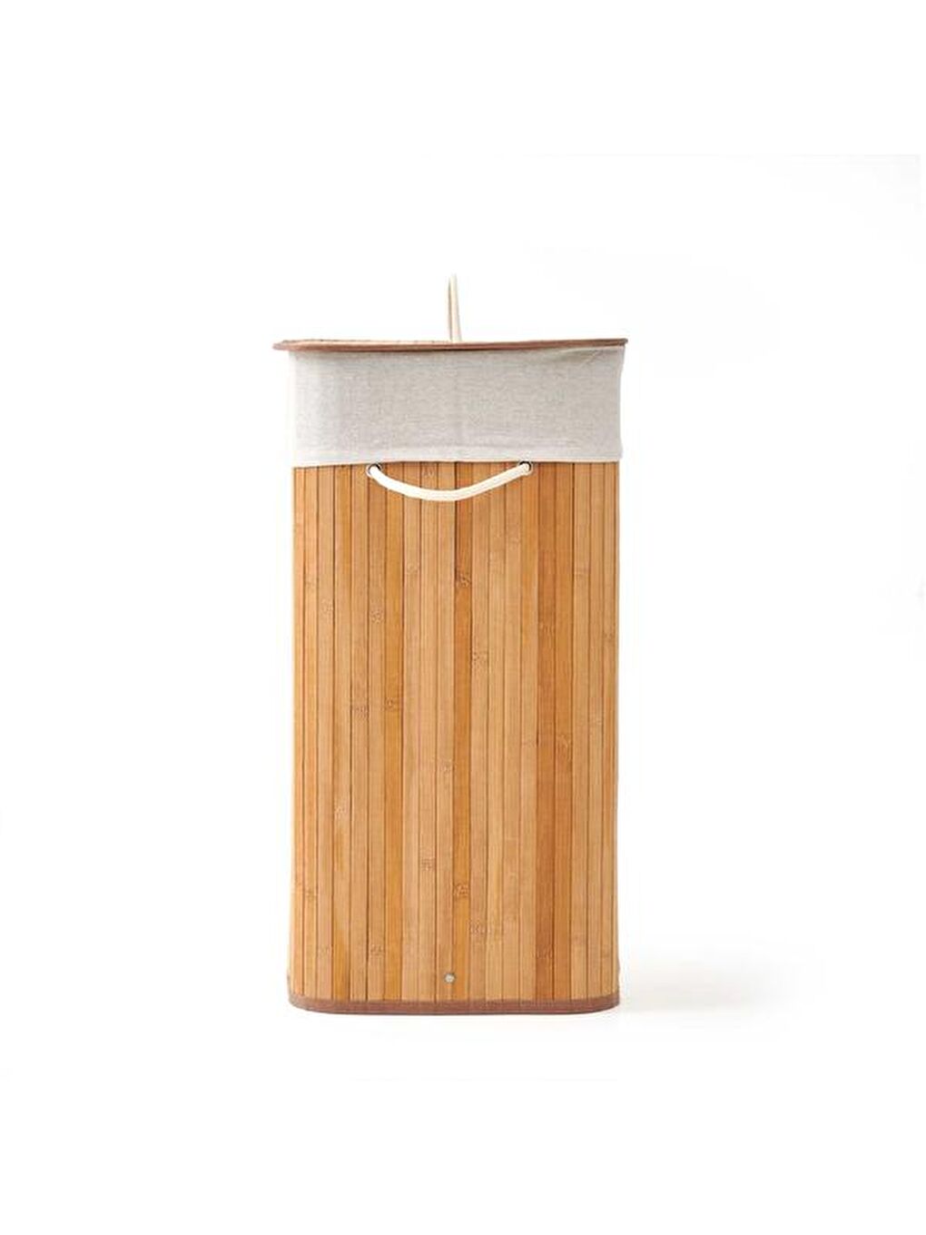 Bambu Natürel Çift Hazneli Çamaşır Sepeti - Bej-7