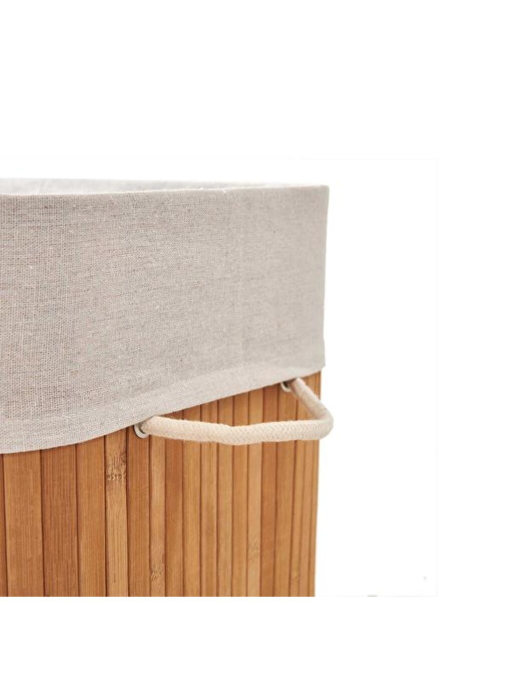 Bambu Natürel Çift Hazneli Çamaşır Sepeti - Bej-8