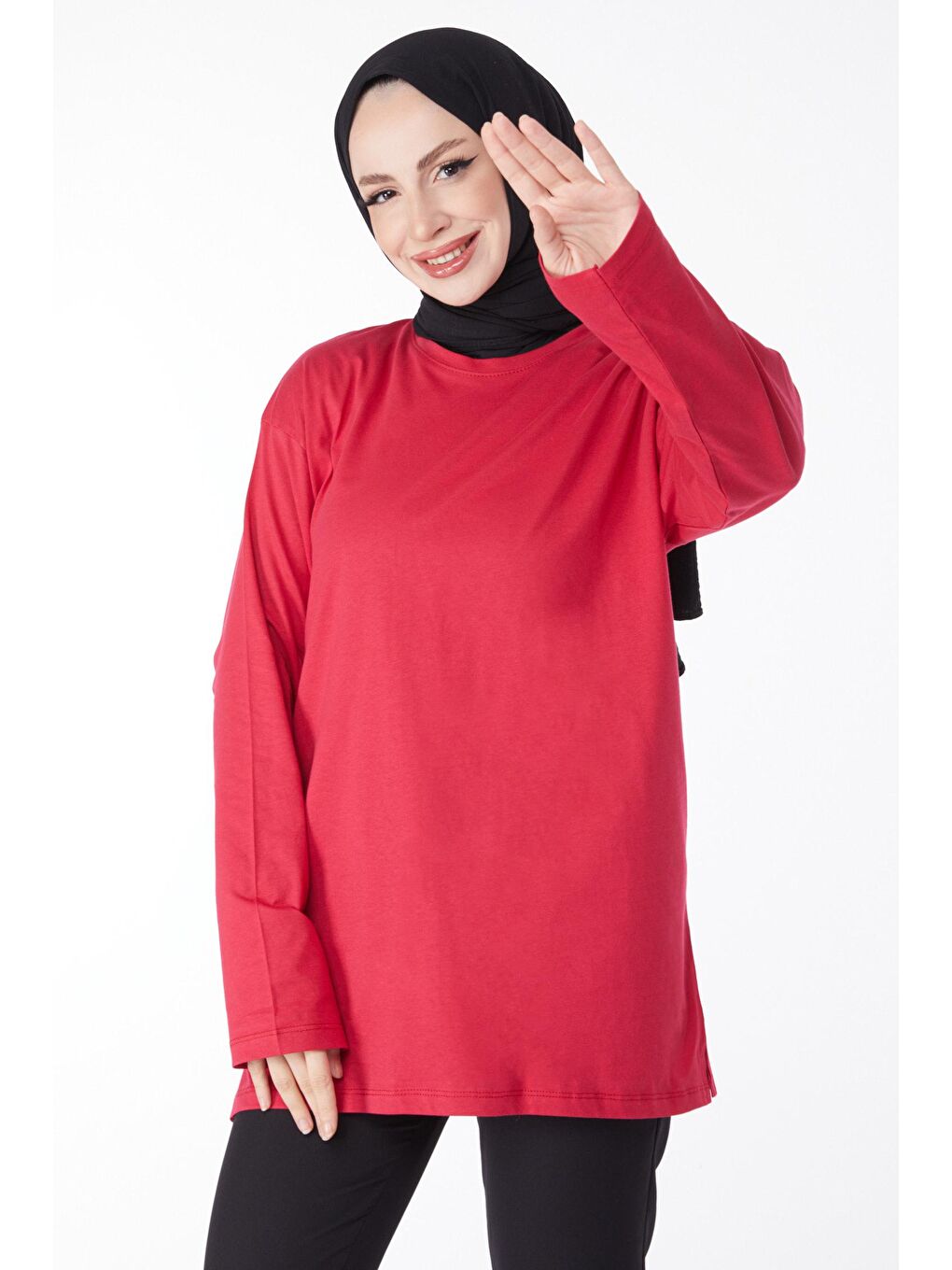 Bisiklet Yaka Kadın Fuşya Tişört - 24189-1