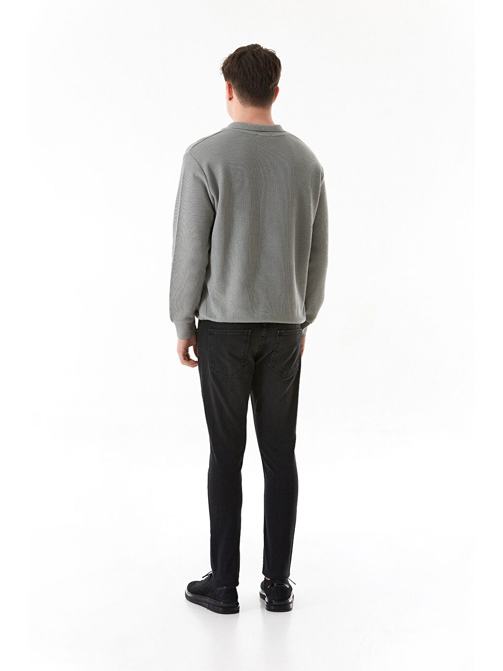 Siyah Fermuarlı Skinny Jean Pantolon-2