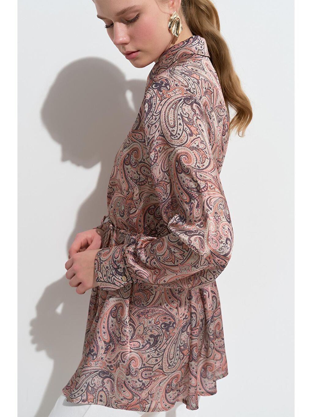 Miri Desenli Gömlek Pembe-3