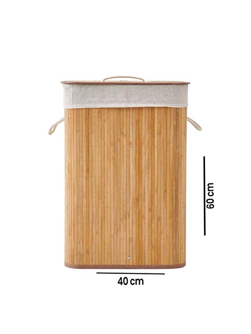 Bej Bambu Çamaşır Sepeti - 60 Litre-1