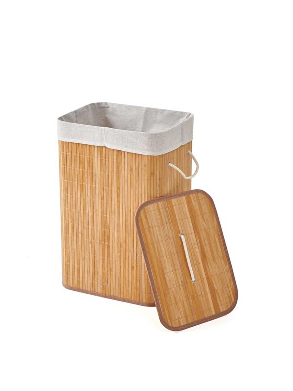 Bej Bambu Çamaşır Sepeti - 60 Litre-3