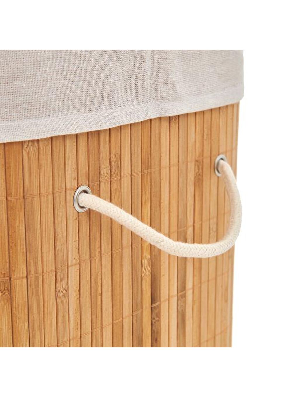 Bej Bambu Çamaşır Sepeti - 60 Litre-4