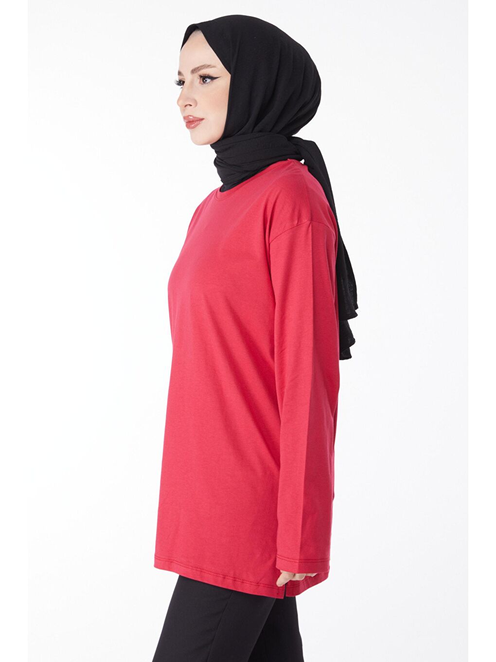 Bisiklet Yaka Kadın Fuşya Tişört - 24189-3