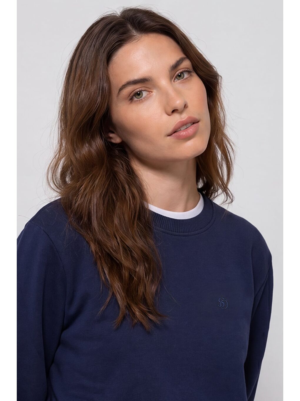 Unisex Lacivert Normal Kesim Regular Fit %100 Pamuk Bisiklet Yaka Sweatshirt-2