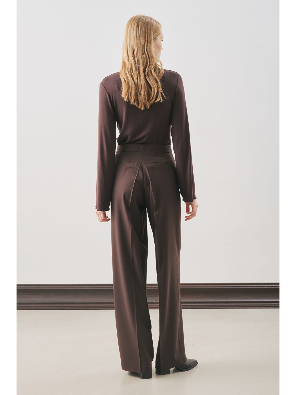 Kahverengi Klasik Kesim Kumaş Pantolon Acı Kahve-7