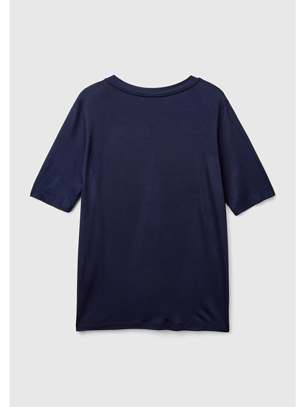 Kadın Lacivert Viskoz Karışımlı V Yaka T-shirt-3