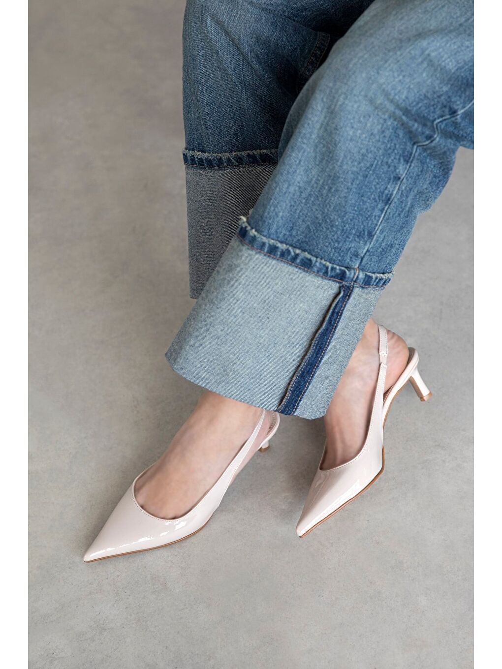 Molly Kadın Topuklu Rugan Ayakkabı Bej-1