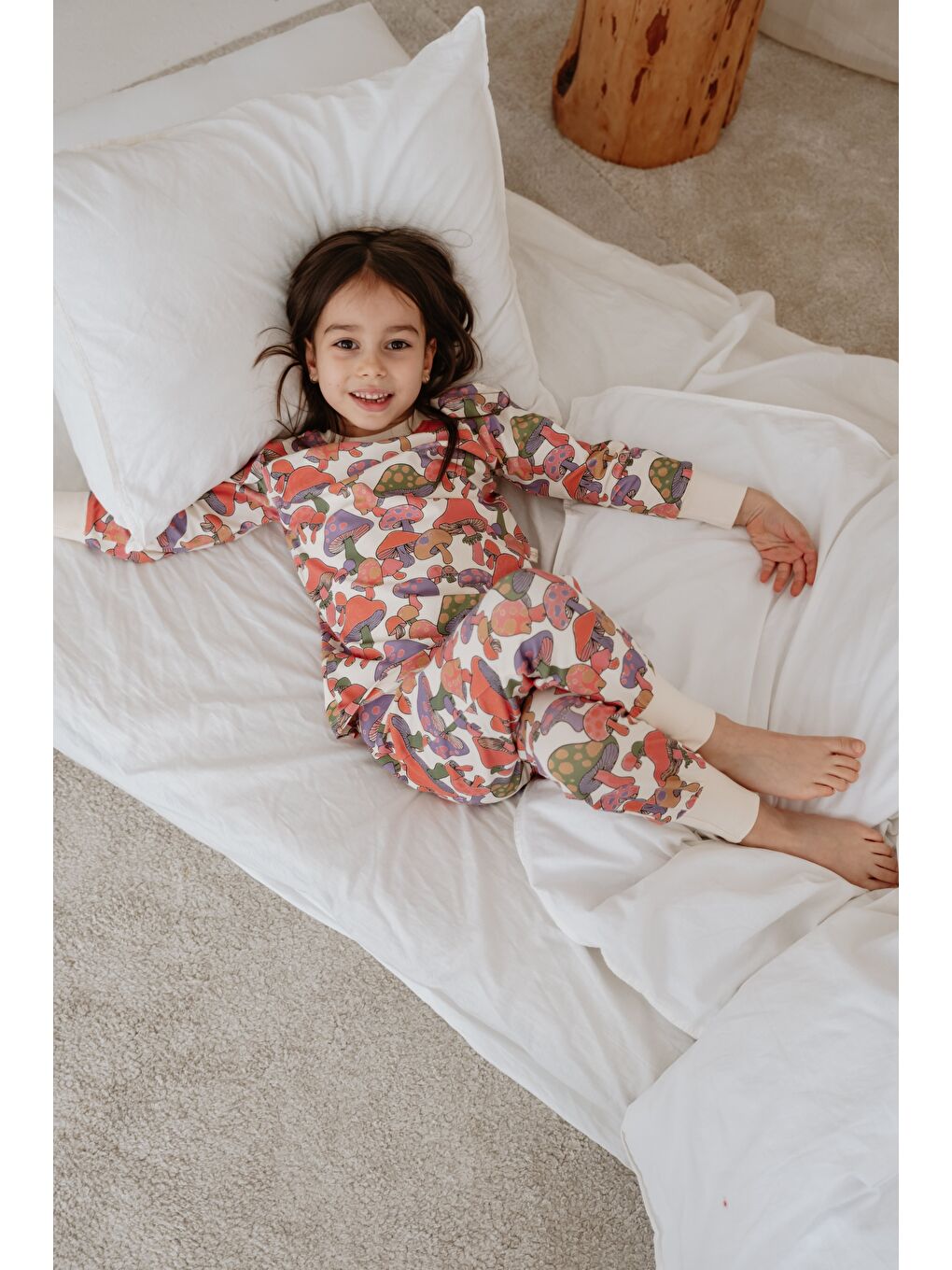 Pembe Mantar Baskılı Color Shapes Çocuk Pijama Seti-2