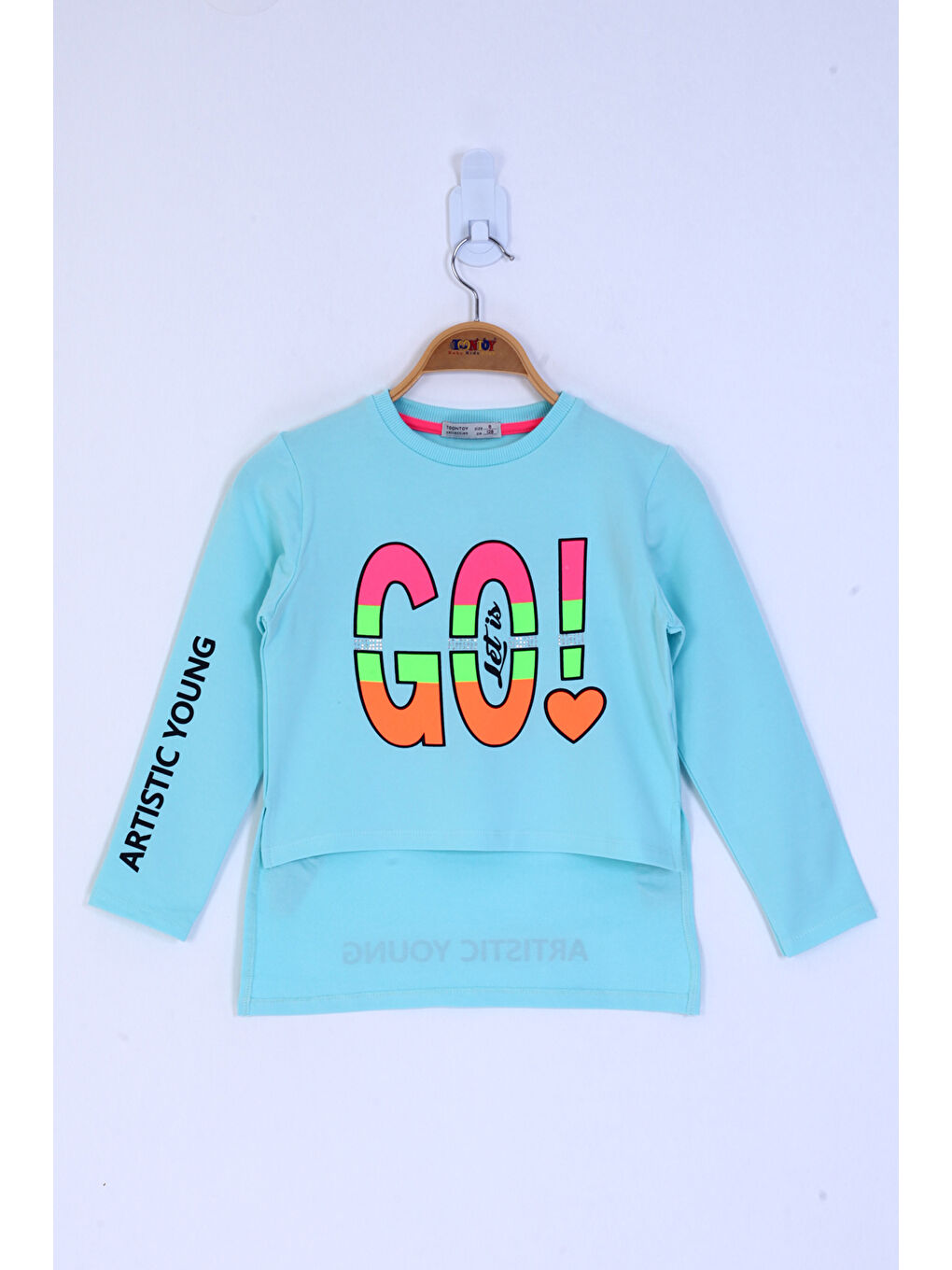 Yeşil Kız Çocuk Letis Go Baskılı Tişört