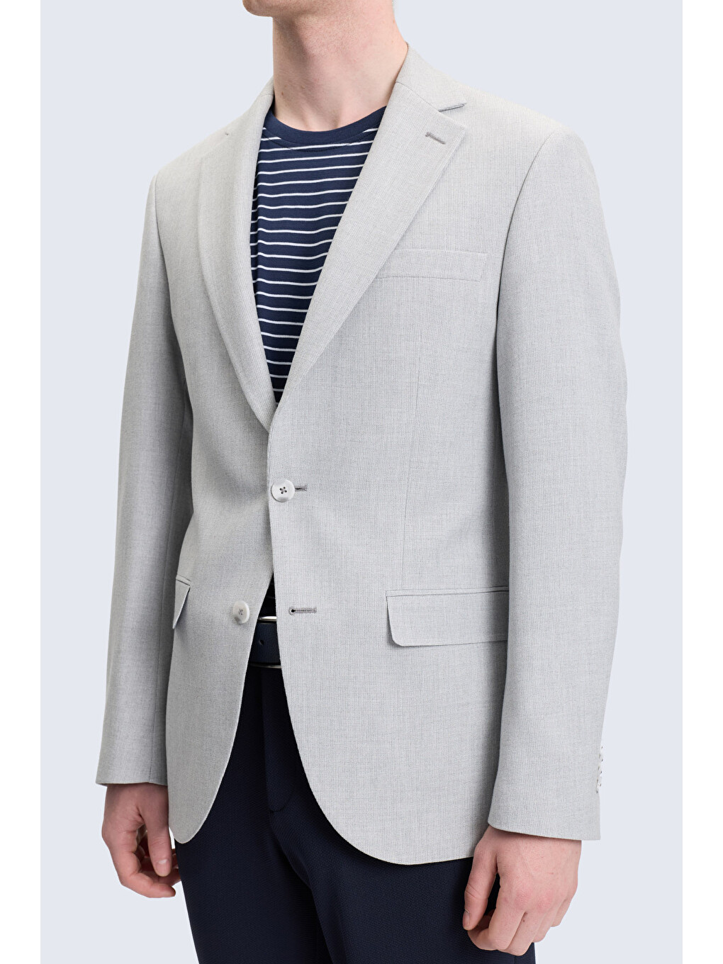 Gri Slim Fit Mono Yaka Klasik Ceket-2