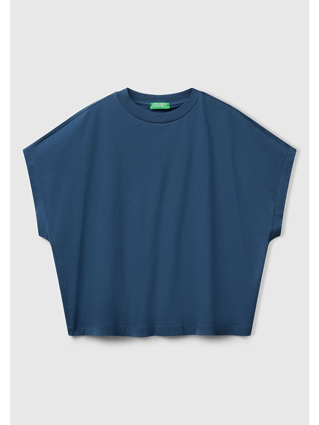 Mavi Kadın Denim %100 Pamuk Kimono Kollu Bisiklet Yaka T-Shirt-1