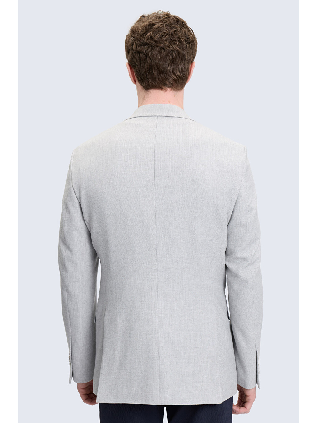 Gri Slim Fit Mono Yaka Klasik Ceket-4