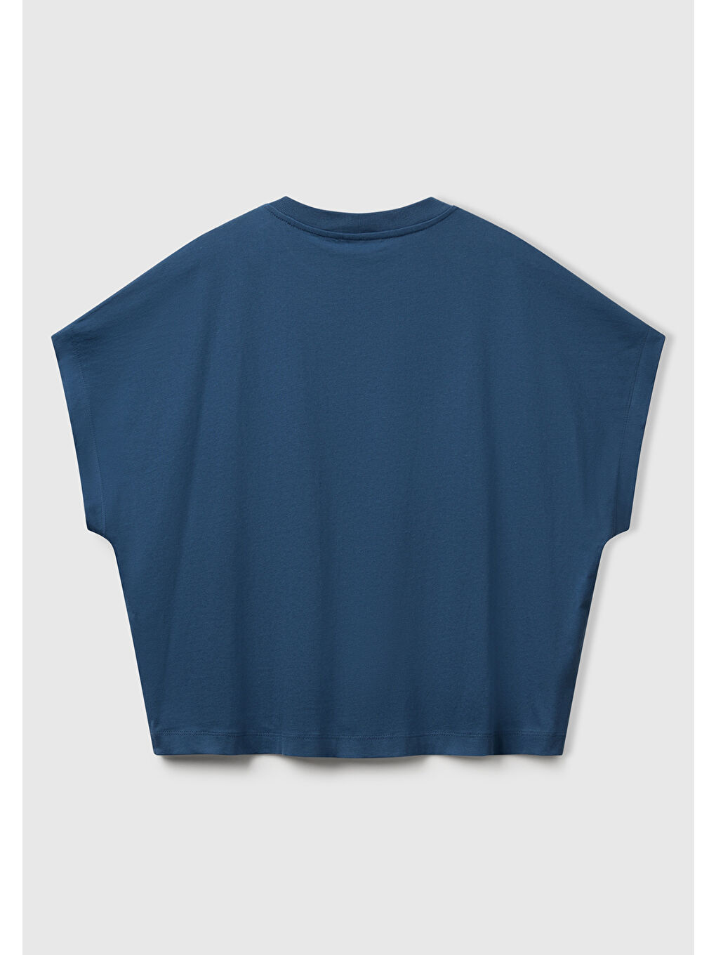 Mavi Kadın Denim %100 Pamuk Kimono Kollu Bisiklet Yaka T-Shirt-3