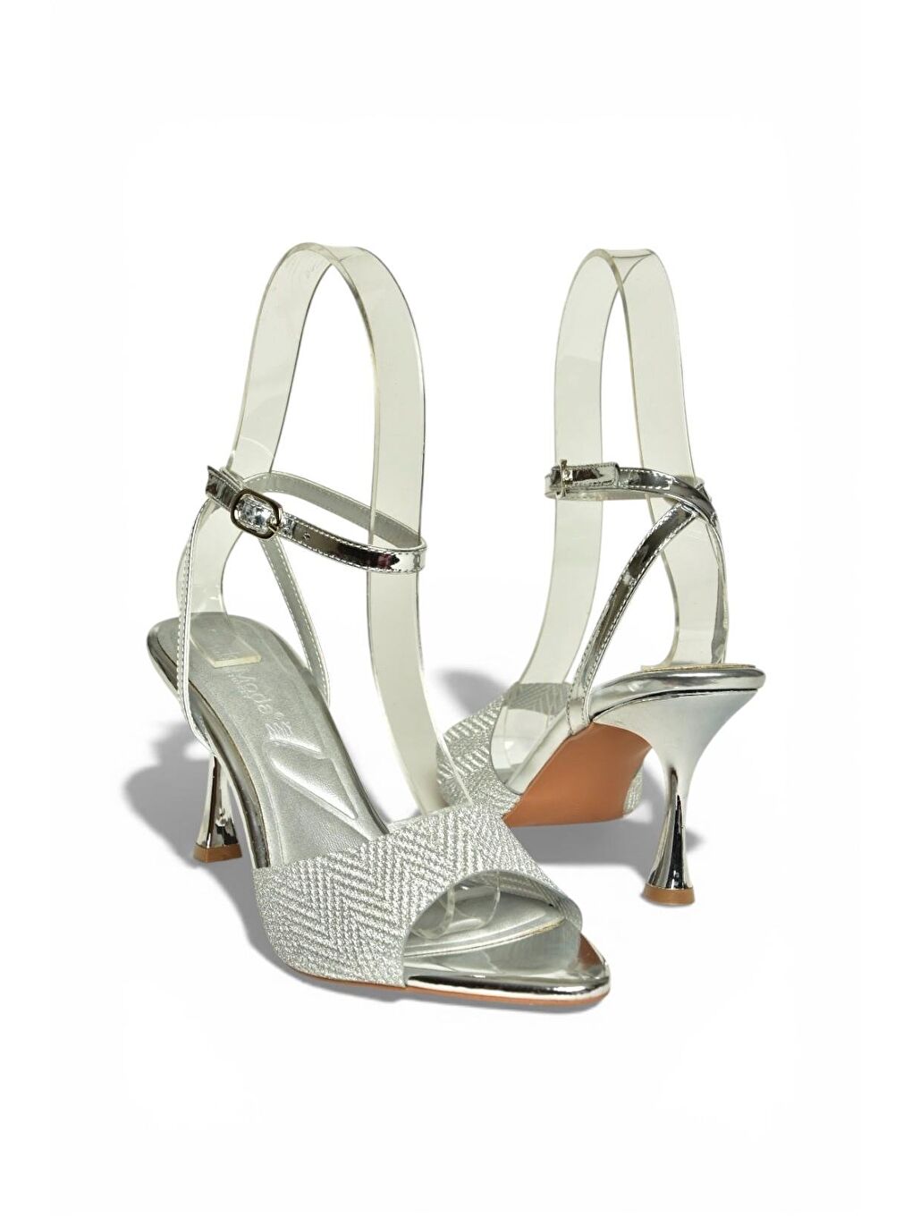 Gri Gümüş Kadın Topuklu Ayakkabı Y820140034-4