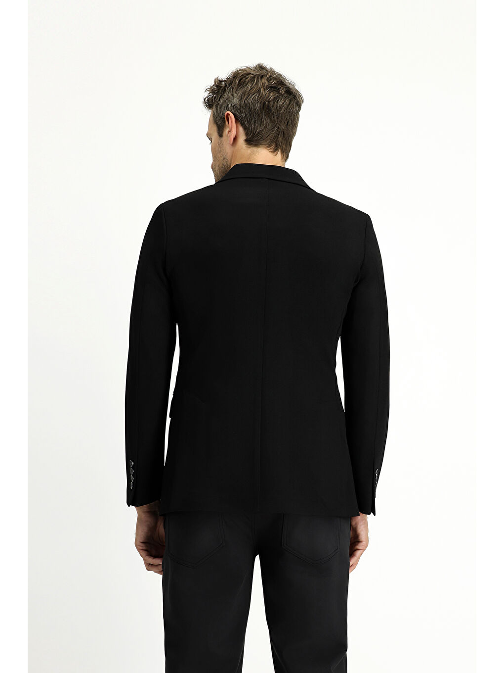 Siyah Regular Fit Kruvaze Ceket-4