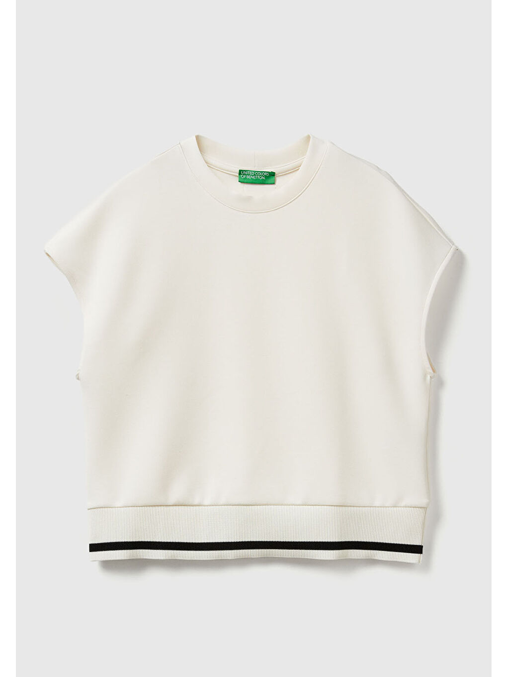 Ekru Kadın Krem Modal Karışımlı Beli Çizgi Detaylı Kolsuz Sweatshirt-1