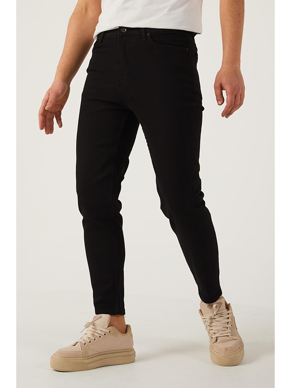 Siyah Erkek Elastanlı Boyfriend Jean Denim Pantolon