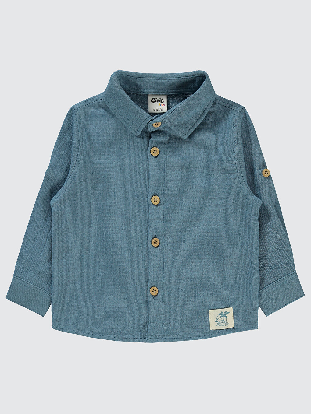 Civil Indigo Baby Erkek Bebek Gömlek 6-18 Ay İndigo
