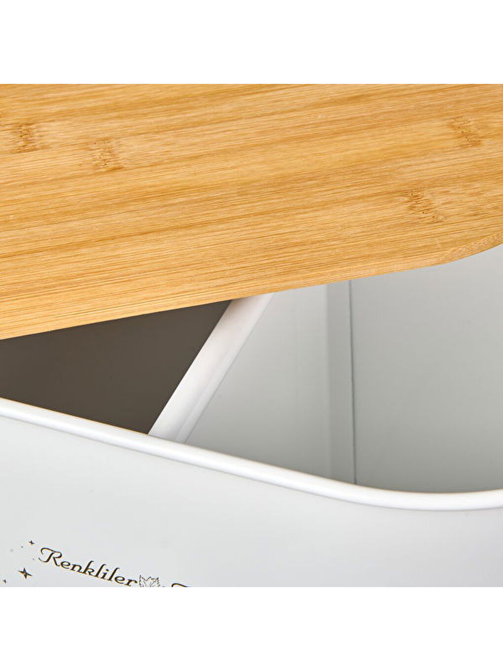 Bath 2 Bölmeli Ahşap Kapaklı Metal Deterjan Kutusu - Beyaz - 12 lt-1